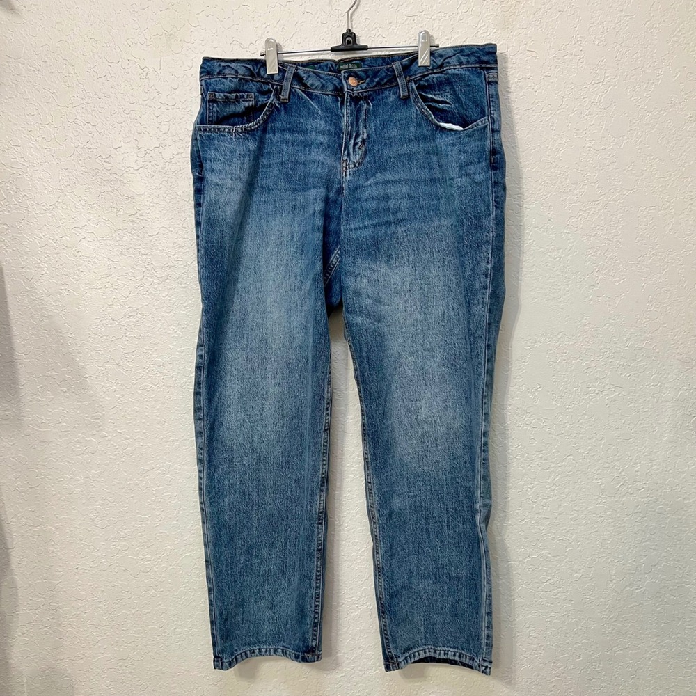 Wild Fable‎ Womens Mid Rise Curvy Straight Jeans Blue Medium Wash Size 16